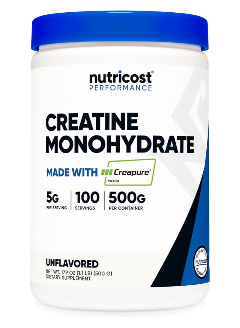 Nutricost Creatine Monohydrate, Unflavored, 1.1 lb (500 g) - Image 1