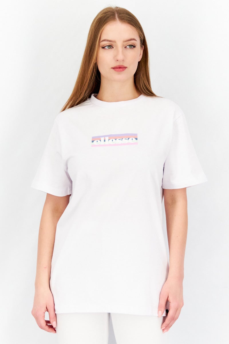 Ellesse Women Crew Neck Short Sleeve Graphic Print Top, White - Image 1