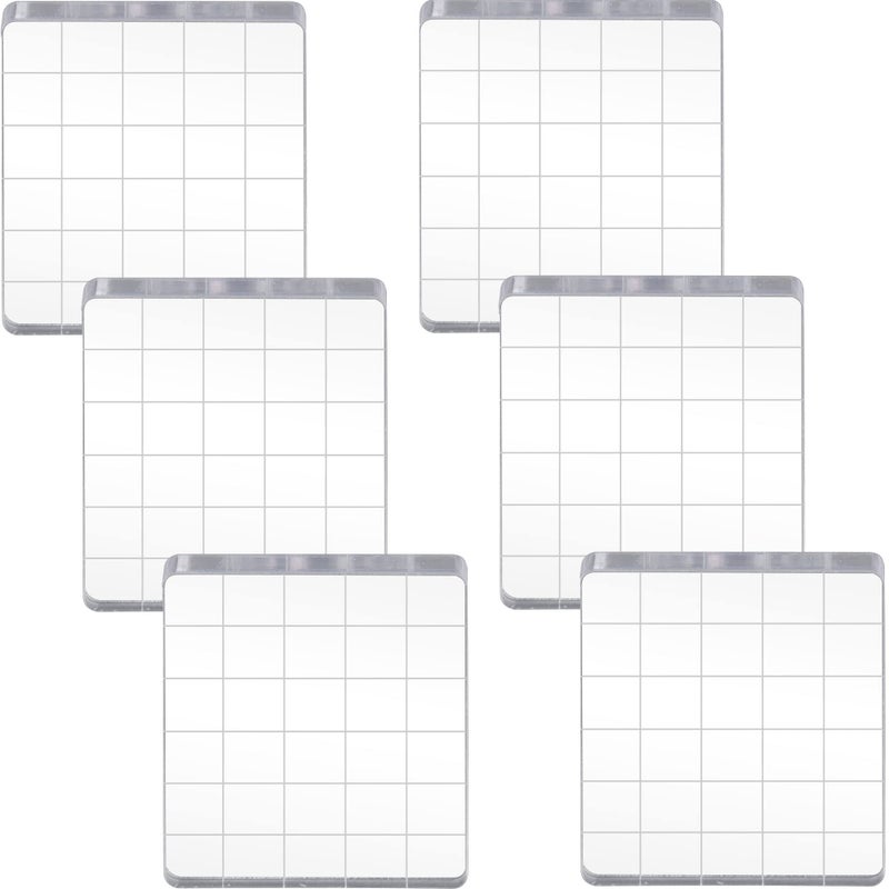 IFAMIO 6 Pieces Stamp Block Clear Acrylic Stamping Blocks Tools Set With Grid Lines For Diy Crafts Scrapbooking Card Making Ornaments Stamping Projects - Image 1