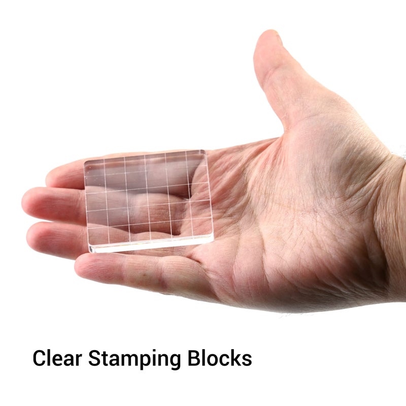 IFAMIO 6 Pieces Stamp Block Clear Acrylic Stamping Blocks Tools Set With Grid Lines For Diy Crafts Scrapbooking Card Making Ornaments Stamping Projects - Image 5