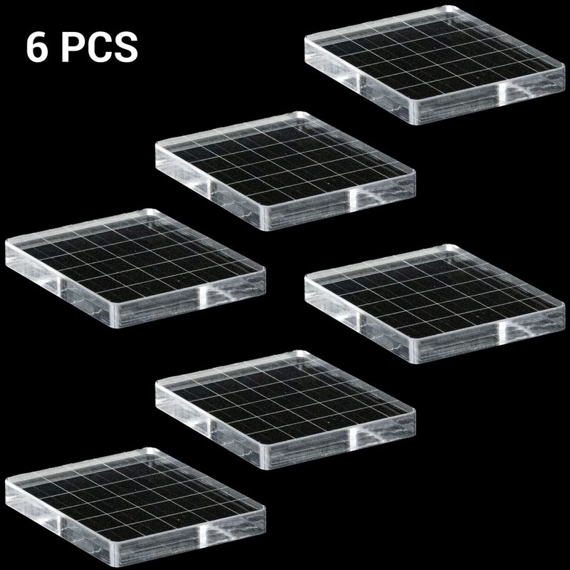 IFAMIO 6 Pieces Stamp Block Clear Acrylic Stamping Blocks Tools Set With Grid Lines For Diy Crafts Scrapbooking Card Making Ornaments Stamping Projects - Image 2