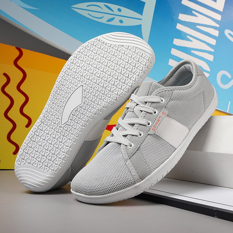 أحذية جديدة بدون كعب بأصابع واسعة مصنوعة بتقنية الطيران أحذية رياضية فضفاضة للنساء مقاس كبير بأصابع واسعة أحذية كاجوال لجميع الفصول للرجال والنساء أحذية مشي للرجال A039 أزرق - Image 4