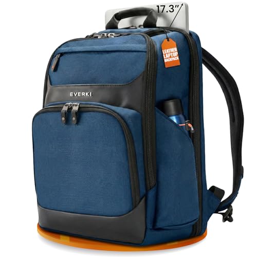 EVERKI Onyx 36L Business Laptop Backpack Professional Travel Backpack for Men Women Laptop Bag with Premium Leather Ballistic Nylon Office Flight Approved Fits Laptops up to 173 Navy - Image 1