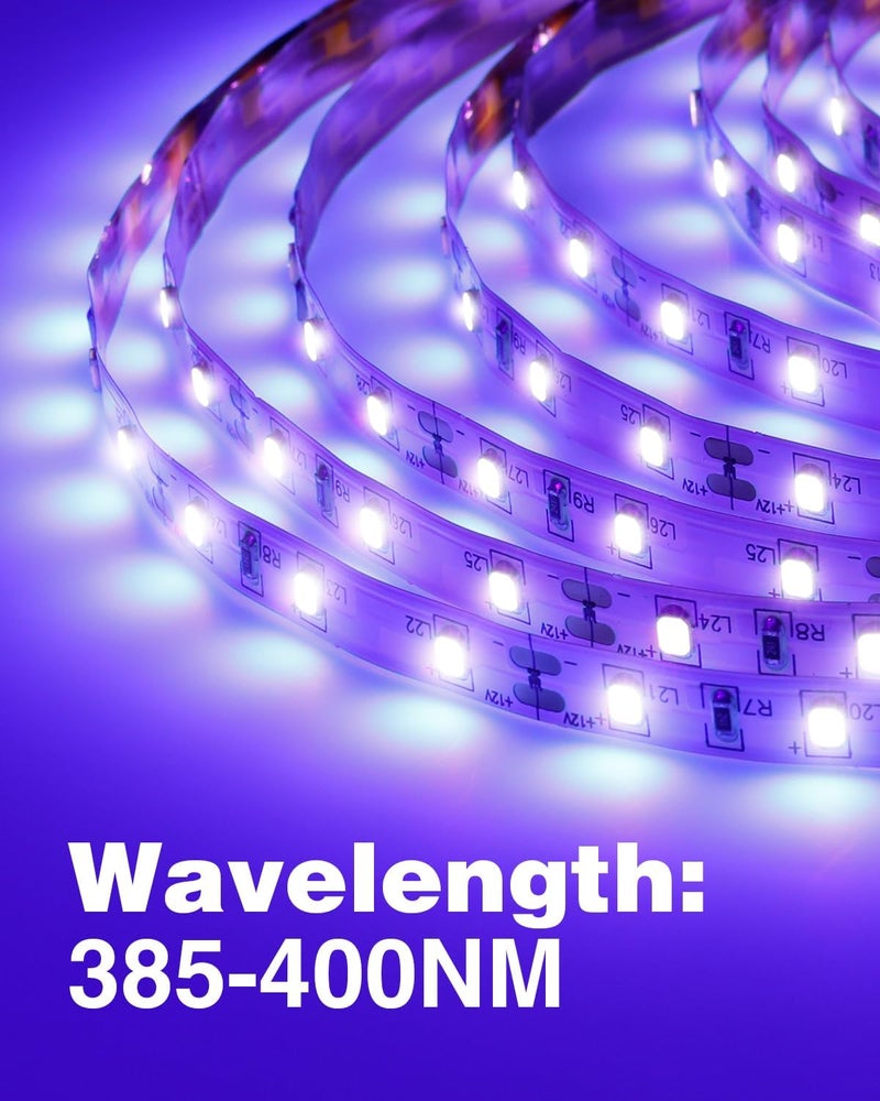 Onforu 65.6ft LED Black Light Strip, 1200 Units Lamp Beads, 12V Flexible Blacklight Fixtures, 20m LED Ribbon, Non-Waterproof Black Lights for Glow Party, Indoor Birthday Halloween Party, Body Paint - Image 3