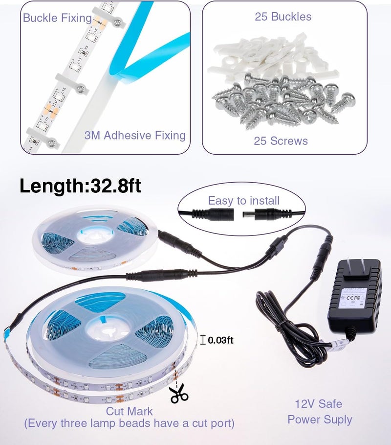 Onforu 65.6ft LED Black Light Strip, 1200 Units Lamp Beads, 12V Flexible Blacklight Fixtures, 20m LED Ribbon, Non-Waterproof Black Lights for Glow Party, Indoor Birthday Halloween Party, Body Paint - Image 5