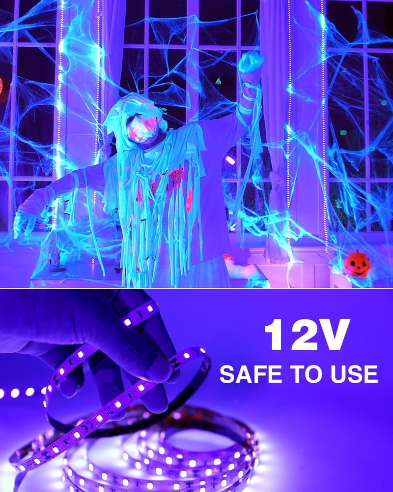 Onforu 65.6ft LED Black Light Strip, 1200 Units Lamp Beads, 12V Flexible Blacklight Fixtures, 20m LED Ribbon, Non-Waterproof Black Lights for Glow Party, Indoor Birthday Halloween Party, Body Paint - Image 4