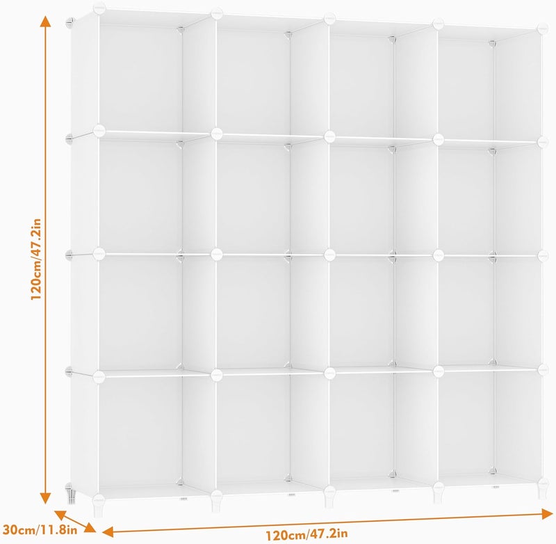 HOMIDEC Closet Organizers and Storage, 16 Cube Storage Organizer, Closet Organizer Bookshelf Cubes Shelves for Clothes, Bedroom, Kids Room, Bathroom, Wardrobe, Garment Racks, White - Image 3