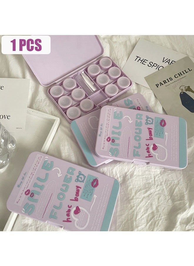1 PCS Purple Contact Lens Case Holder Case Container with Large Display Collector Storage Box and Suction Sticks for Soft/Hard Contact Lens Remover and Inserter Toolï¼Purpleï¼ - Image 1