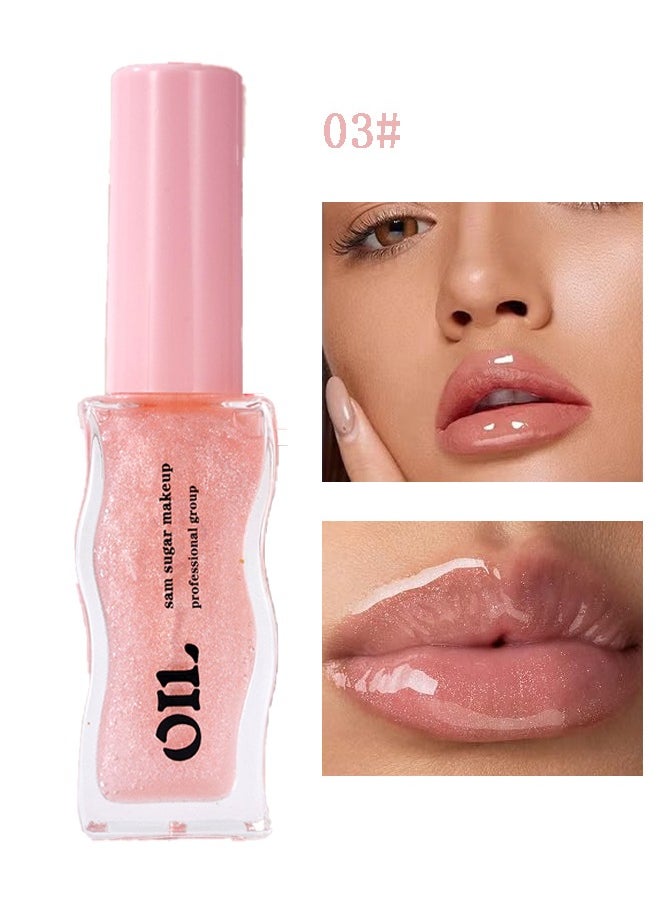 Fruit Honey Lip Care Oil 03#, Watermelon Honey Lip Balm, Deeply Hydrating + Adds Radiance, Pearlescent Lip Gloss - 8 ML