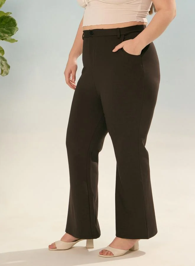 SASSAFRAS Plus Dark Brown Flared Bell Pants