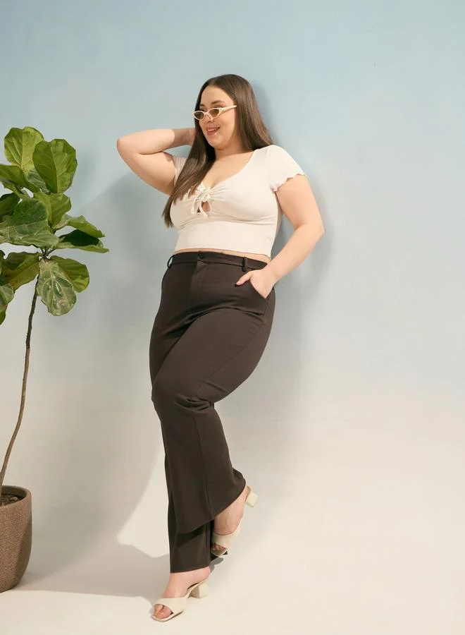 ساسافراس Sassafras Plus Dark Brown Flared Bell Pants