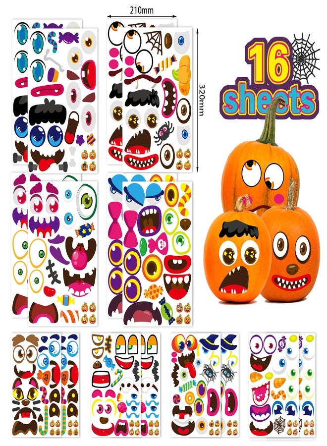 DUJAA 64 Pack Large Pumpkin Face Stickers Halloween Stickers Pumpkin Face Sticker for Halloween Kids Toddlers Halloween Party Decorating Party Favor Supplies（13x8.26Inch） - Image 3