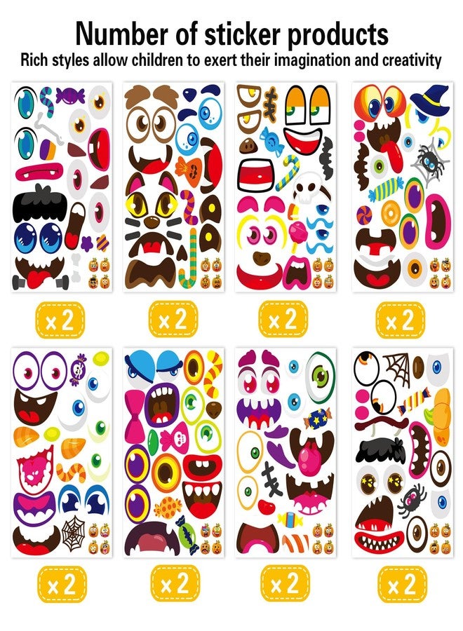 DUJAA 64 Pack Large Pumpkin Face Stickers Halloween Stickers Pumpkin Face Sticker for Halloween Kids Toddlers Halloween Party Decorating Party Favor Supplies（13x8.26Inch） - Image 2