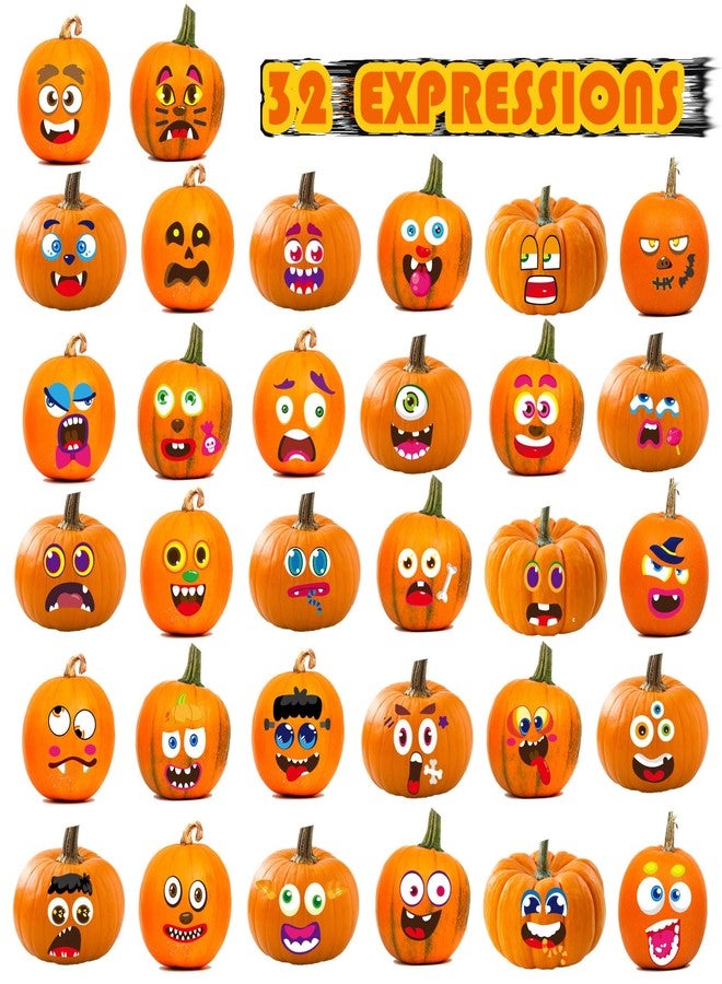 DUJAA 64 Pack Large Pumpkin Face Stickers Halloween Stickers Pumpkin Face Sticker for Halloween Kids Toddlers Halloween Party Decorating Party Favor Supplies（13x8.26Inch） - Image 4