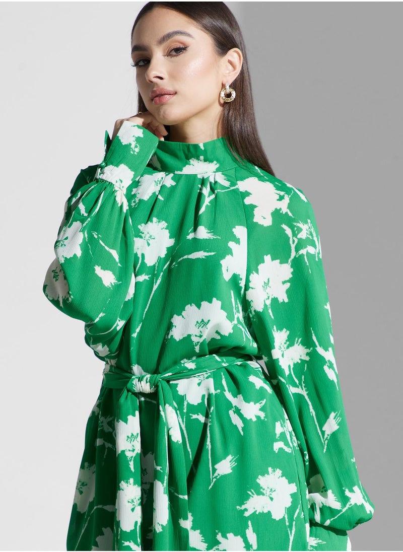 Floral Tie Detail Balloon Sleeve Dress - pzsku/Z29D02B5C42B5DFB6DE4CZ/45/_/1698931076/c3fa0e11-1ae7-49f3-8bc1-8cf18adcfb85