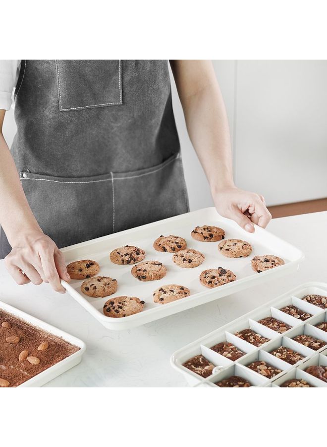 Brownie Baking Pan Cake Mold White Baking Six-Piece Set Rectangular Cookie Roll Non-Stick Chassis-Color:13 Inch Cookie Plate (milkshake White)  - Image 3