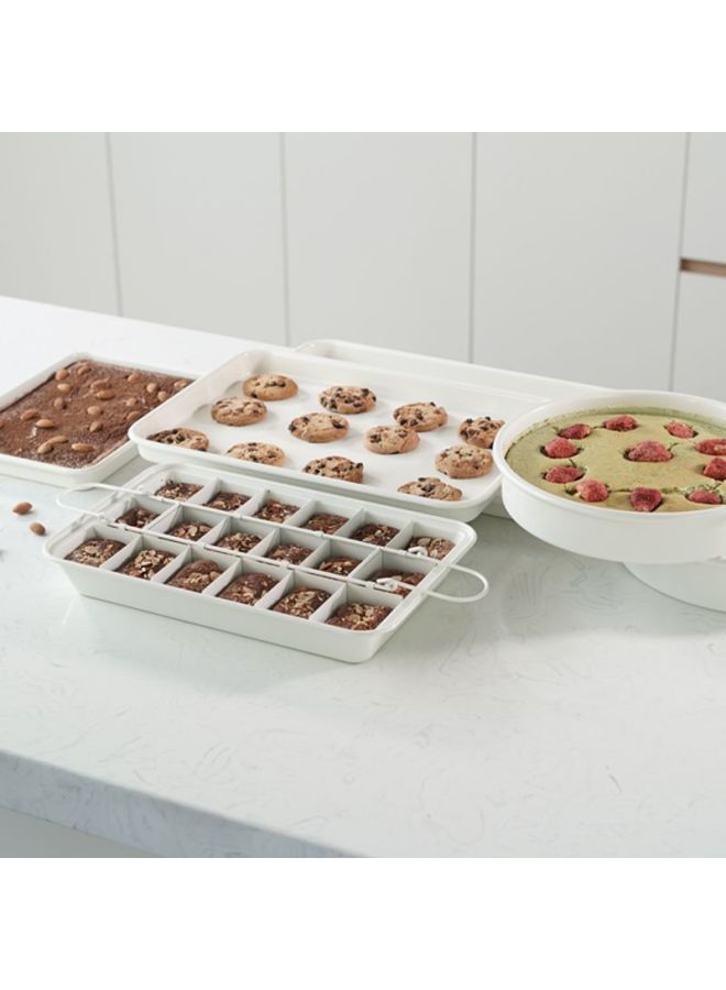 Brownie Baking Pan Cake Mold White Baking Six-Piece Set Rectangular Cookie Roll Non-Stick Chassis-Color:13 Inch Cookie Plate (milkshake White)  - Image 4
