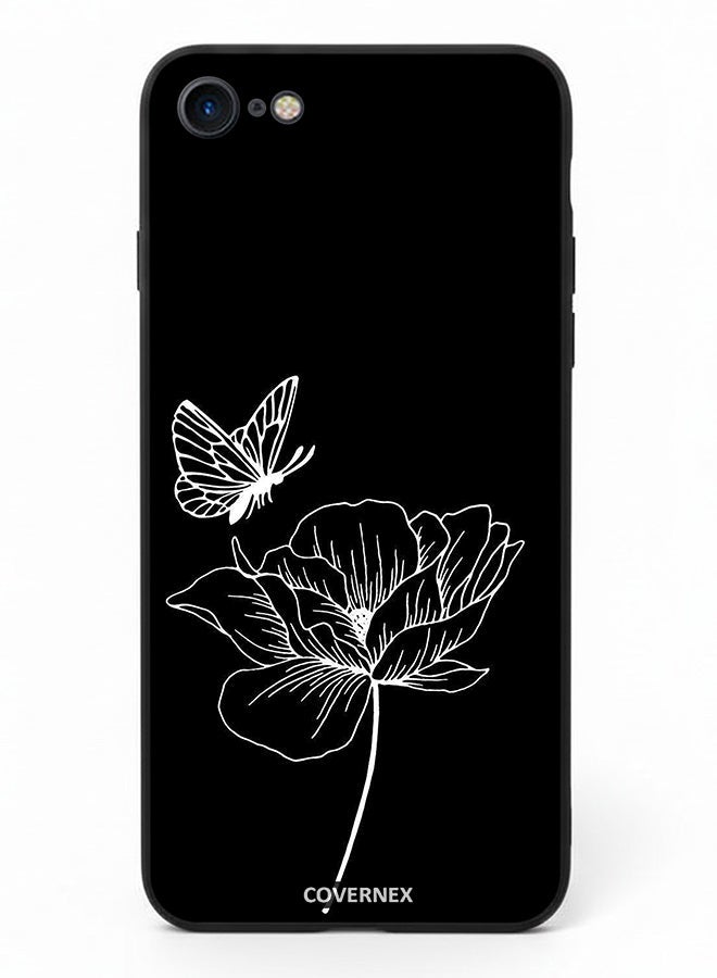 Covernex Apple iPhone SE 2020/2022 Protective Case Cover Printed Featuring Minimalist Butterfly and Bloom Line Art - Image 2
