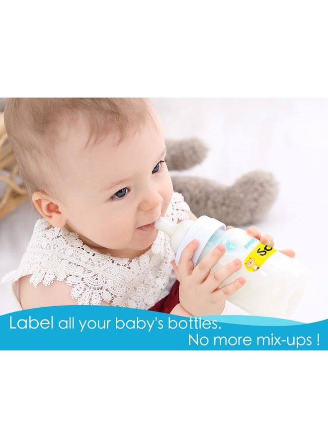 CHUBBIEE Baby Bottle Labels for Daycare, Self-Laminating, Waterproof Write-On Name Labels, Assorted Sizes & Colors, Pack of 64 - Image 2
