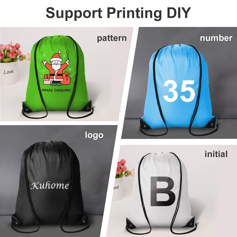 Kuhome 6Pcs Drawstring Backpacks Bulk String Bag Cinch Sack Pack Storage Knapsack Polyester Gift Bags Sports Drawstring Bags for Trip Gym Party Bags(6 Colors) - Image 2