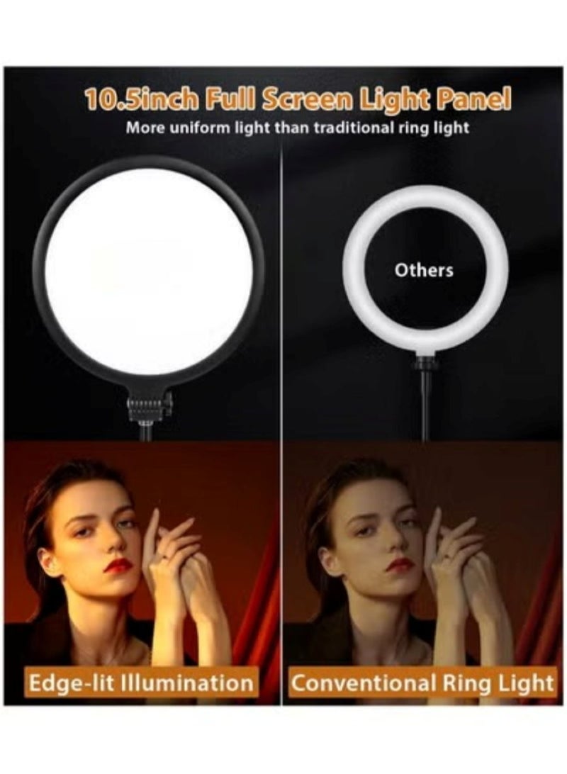 M.A&F's Ring Light with Stand for Video Recording, 10.5 inch Full-Screen Desktop Ringlight for Laptop Phone, Dimmable LED Ring Light Desk Selfie Light Kit for Computer Zoom Calls Live Streaming Makeup - Image 2