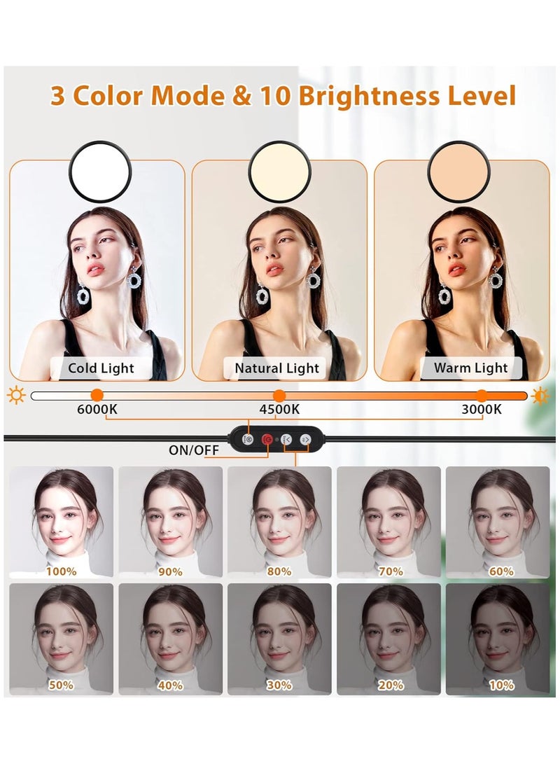 M.A&F's Ring Light with Stand for Video Recording, 10.5 inch Full-Screen Desktop Ringlight for Laptop Phone, Dimmable LED Ring Light Desk Selfie Light Kit for Computer Zoom Calls Live Streaming Makeup - Image 3