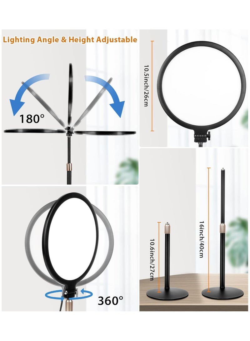 M.A&F's Ring Light with Stand for Video Recording, 10.5 inch Full-Screen Desktop Ringlight for Laptop Phone, Dimmable LED Ring Light Desk Selfie Light Kit for Computer Zoom Calls Live Streaming Makeup - Image 5