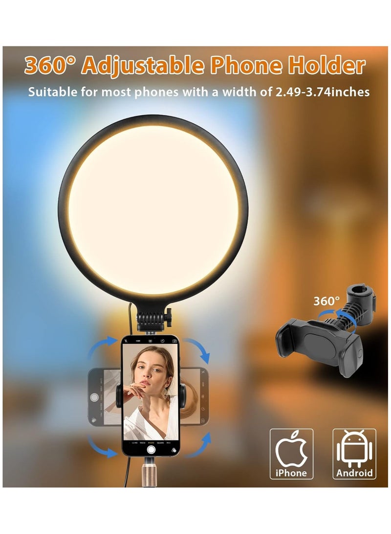 M.A&F's Ring Light with Stand for Video Recording, 10.5 inch Full-Screen Desktop Ringlight for Laptop Phone, Dimmable LED Ring Light Desk Selfie Light Kit for Computer Zoom Calls Live Streaming Makeup - Image 4