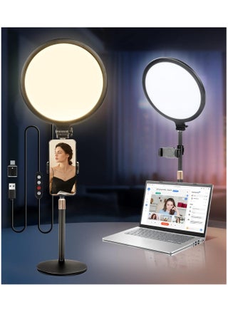 Ring Light with Stand for Video Recording, 10.5 inch Full-Screen Desktop Ringlight for Laptop Phone, Dimmable LED Ring Light Desk Selfie Light Kit for Computer Zoom Calls Live Streaming Makeup - pzsku/Z29D05521B486A3877EDFZ/45/_/1739376094/fa1f9d5d-d77b-4f04-9597-b9b7e72e648b