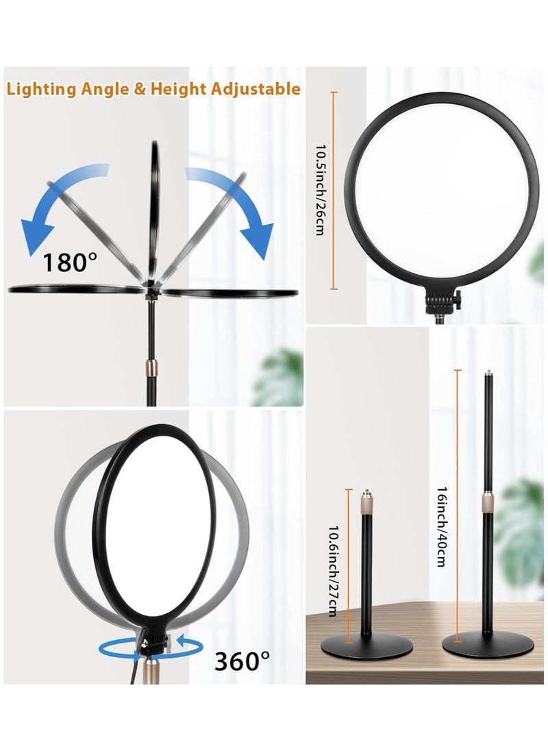 Generic Ring Light with Stand for Video Recording, 10.5 inch Full-Screen Desktop Ringlight for Laptop Phone, Dimmable LED Ring Light Desk Selfie Light Kit for Computer Zoom Calls Live Streaming Makeup  - Image 5