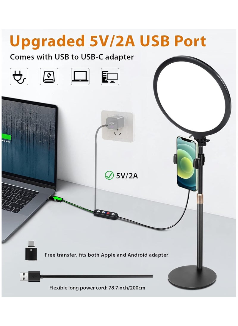 Ring Light with Stand for Video Recording, 10.5 inch Full-Screen Desktop Ringlight for Laptop Phone, Dimmable LED Ring Light Desk Selfie Light Kit for Computer Zoom Calls Live Streaming Makeup