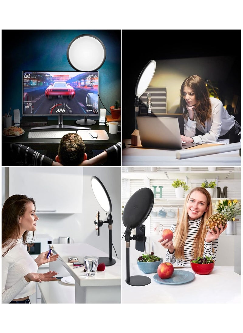 Ring Light with Stand for Video Recording, 10.5 inch Full-Screen Desktop Ringlight for Laptop Phone, Dimmable LED Ring Light Desk Selfie Light Kit for Computer Zoom Calls Live Streaming Makeup