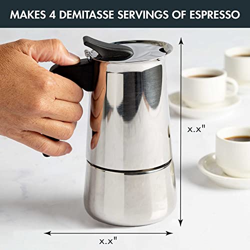 Primula Stainless Steel Stovetop Espresso Coffee Maker, 4-Cup, 3.5"D x 5"W x 7"H, Black Handle - Image 4