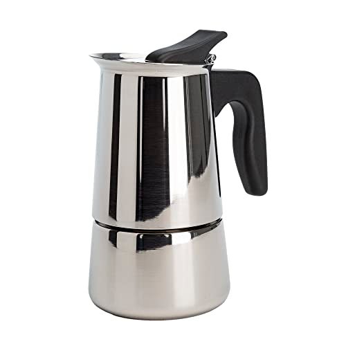 Primula Stainless Steel Stovetop Espresso Coffee Maker, 4-Cup, 3.5"D x 5"W x 7"H, Black Handle - Image 1