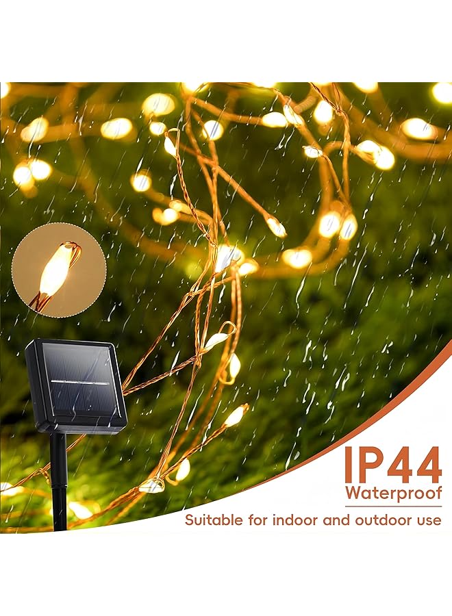 إيروريكس سلسلة أضواء تعمل بالطاقة الشمسية في الهواء الطلق بطول 19 قدمًا و6 أمتار، 300 مصباح ليد مقاوم للماء، 8 أوضاع، لتزيين حديقة المنزل والحفلات وأعياد الميلاد - Image 2