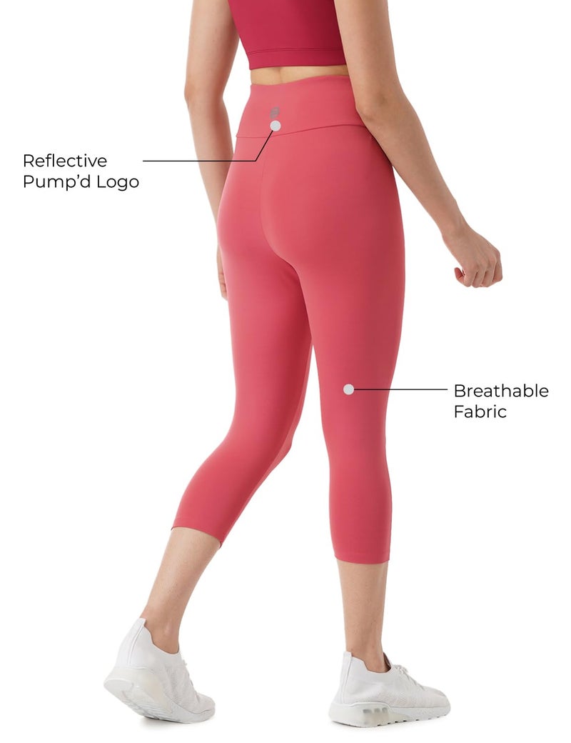 Pump'd Women's Stretchable Capris -Lightweight, Anti-Odor, Squat Proof, Dry Tech, Ultra Soft Seams (Burgundy Baddies, M) - Image 2