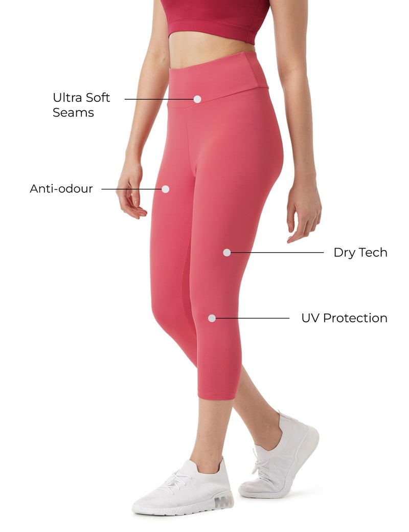 Pump'd Women's Stretchable Capris -Lightweight, Anti-Odor, Squat Proof, Dry Tech, Ultra Soft Seams (Burgundy Baddies, M) - Image 3