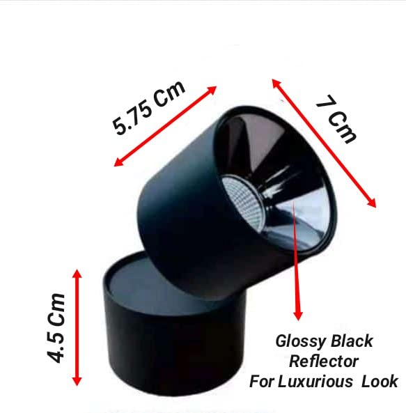 FILLISKA Aluminium 12 Watt 360° Rotatable Led Surface/Spot Light, Black Reflector, Shockproof Alluminium Body & Antiglare Diffuser (Warm White) - Image 5