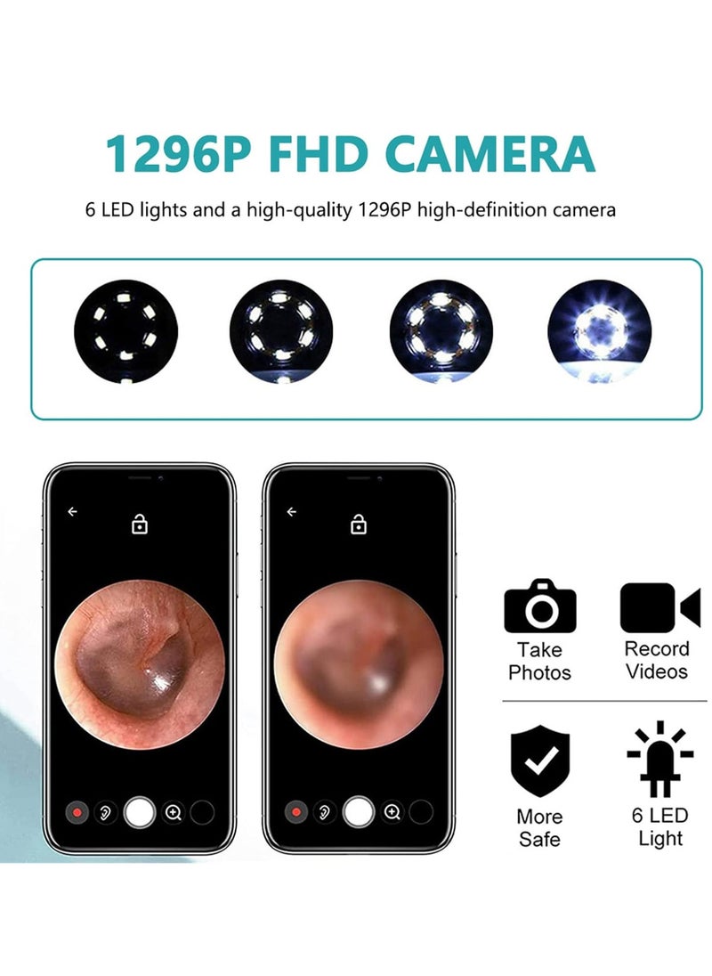RATSAW Ear Wax Removal Wi-Fi Visible Wax Elimination Spoon with 4 Soft Silicone Ear Scoops Wireless Ear Endoscope 1296P HD with LED Light for iPhone iPad Android Phones  - Image 4