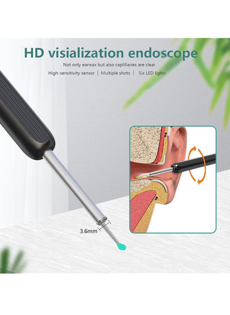 RATSAW Ear Wax Removal Wi-Fi Visible Wax Elimination Spoon with 4 Soft Silicone Ear Scoops Wireless Ear Endoscope 1296P HD with LED Light for iPhone iPad Android Phones  - Image 2