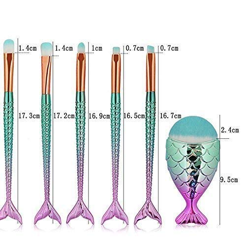 LEDeng Funfunman Makeup Brushes 11PCS Make Up Foundation Eyebrow Eyeliner Blush Cosmetic Concealer Brushes(Mermaid Colorful) - Image 5