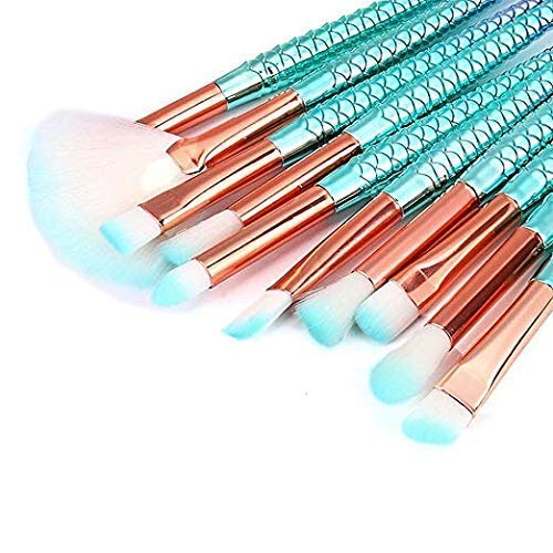 LEDeng Funfunman Makeup Brushes 11PCS Make Up Foundation Eyebrow Eyeliner Blush Cosmetic Concealer Brushes(Mermaid Colorful) - Image 4