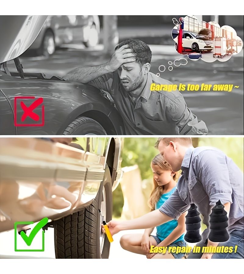طقم إصلاح الإطارات الحلزوني المساعد للطوارئ أداة رقعة للسيارات والدراجات النارية وسيارات الدفع الرباعي والشاحنات ومركبات ATV للإطارات بدون أنابيب - Image 5