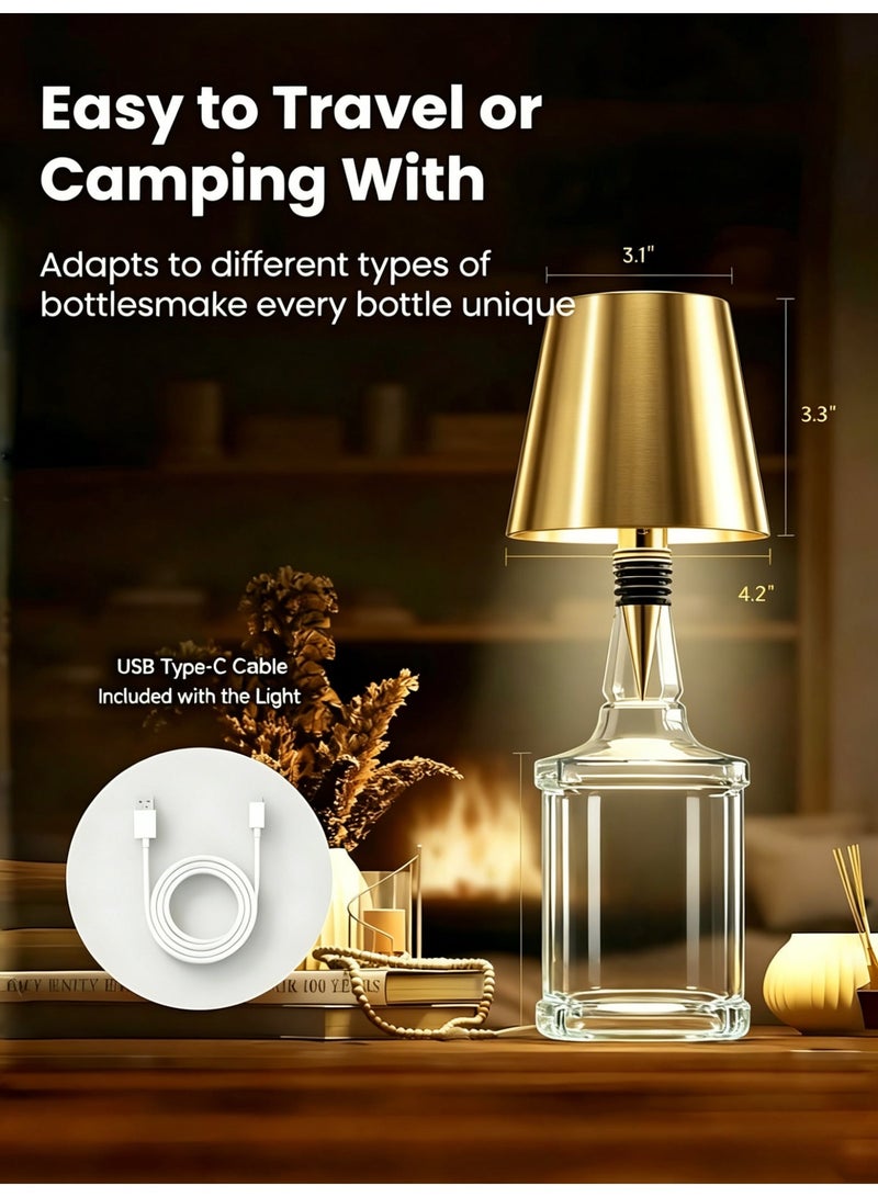 Smart Touch Control Bottle Lamp, 3 Color Stepless Dimmable Table Lamp, USB Rechargeable LED Night Light for Home, Bedroom, Majlis, Café & Ramadan Decoration - Image 3