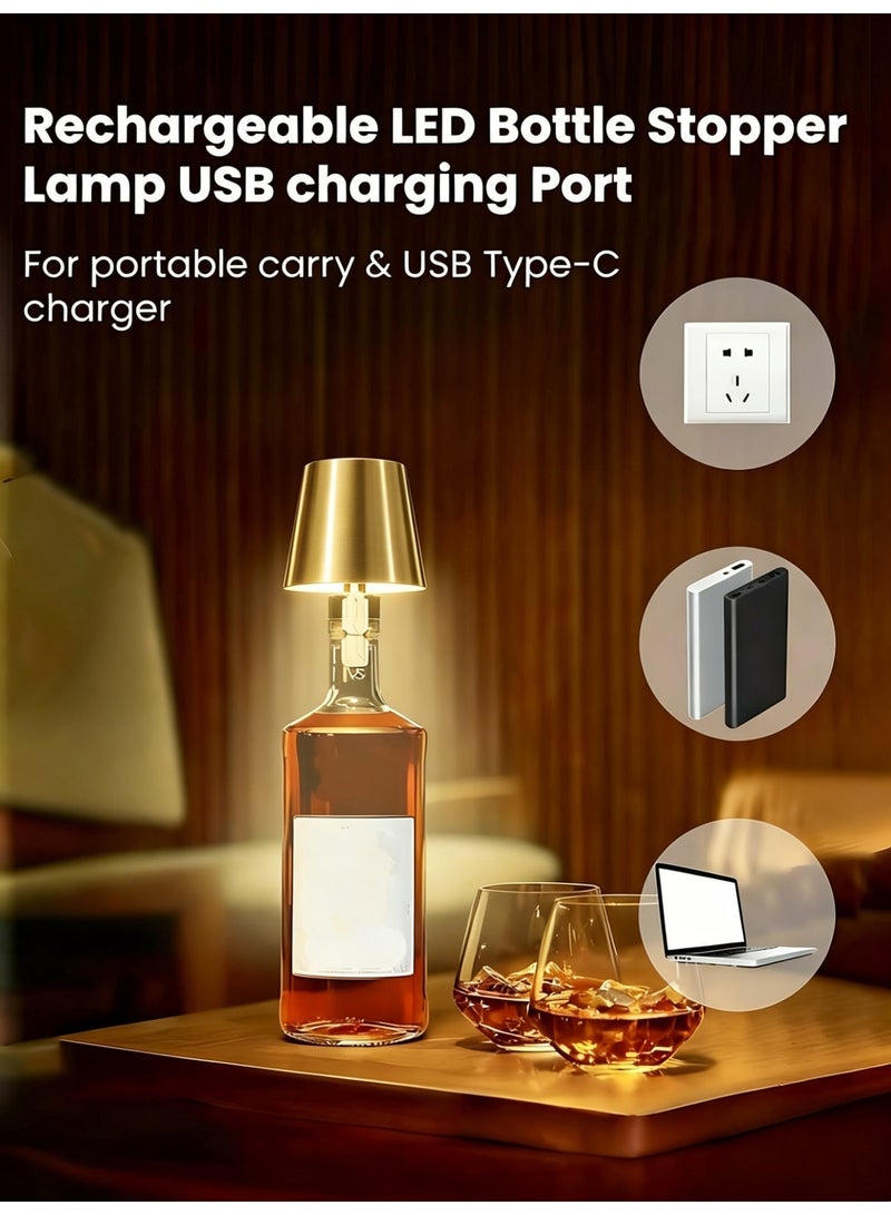 Smart Touch Control Bottle Lamp, 3 Color Stepless Dimmable Table Lamp, USB Rechargeable LED Night Light for Home, Bedroom, Majlis, Café & Ramadan Decoration - Image 5