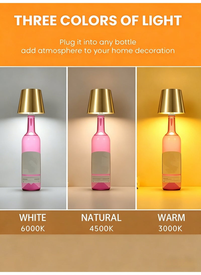 Smart Touch Control Bottle Lamp, 3 Color Stepless Dimmable Table Lamp, USB Rechargeable LED Night Light for Home, Bedroom, Majlis, Café & Ramadan Decoration - Image 4