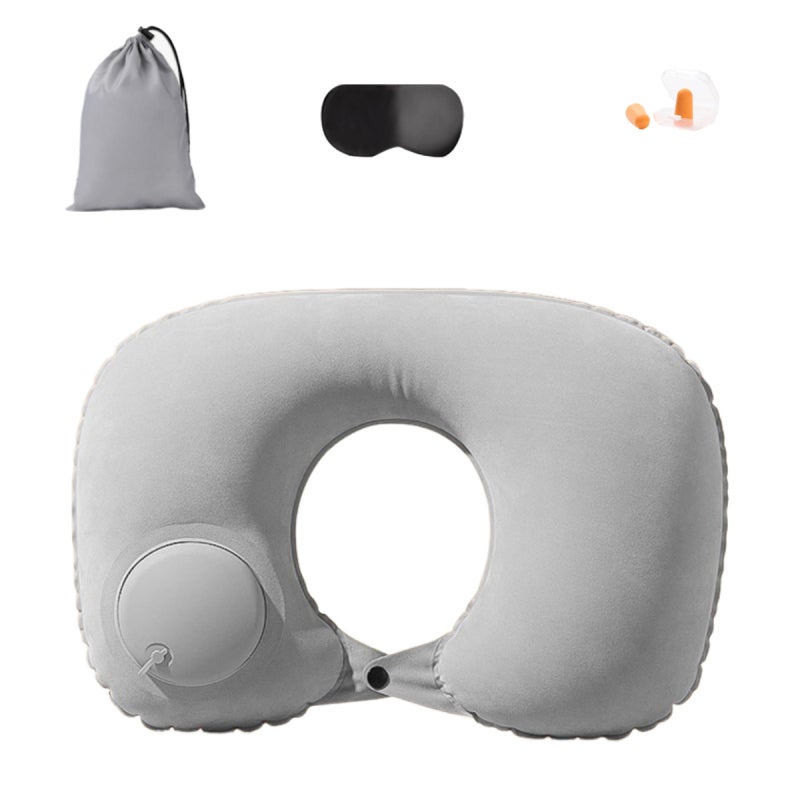 Inflatable Neck Pillow: 9 Colors, 15-Second Press Fast Inflation, 3D Surround Support - Foldable Compact Design, Adjustable Elasticity Neck Support for Travel, Daily Neck Relaxation - Image 1