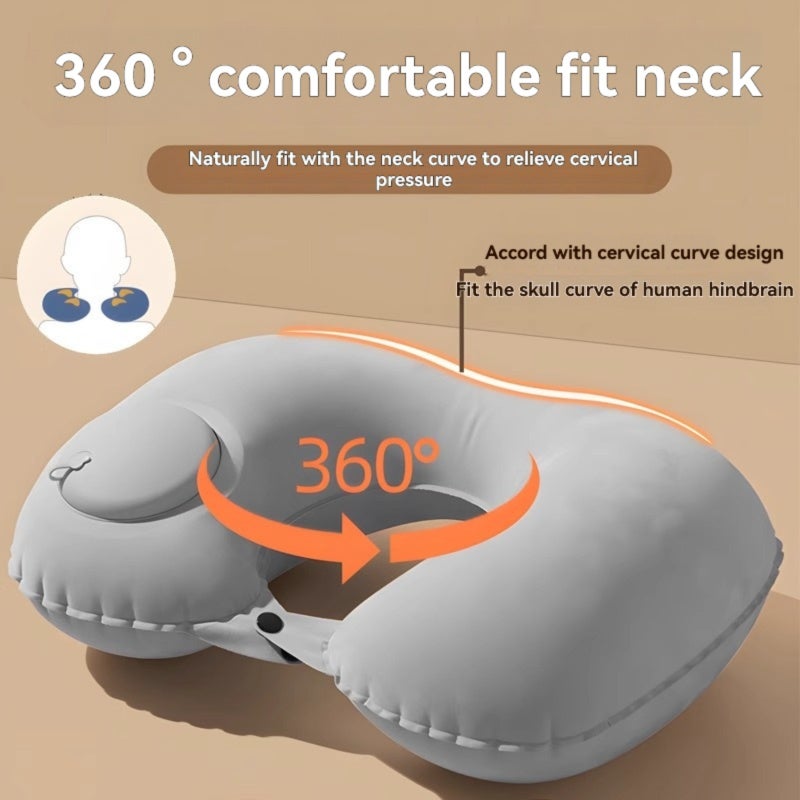 Inflatable Neck Pillow: 9 Colors, 15-Second Press Fast Inflation, 3D Surround Support - Foldable Compact Design, Adjustable Elasticity Neck Support for Travel, Daily Neck Relaxation - Image 2