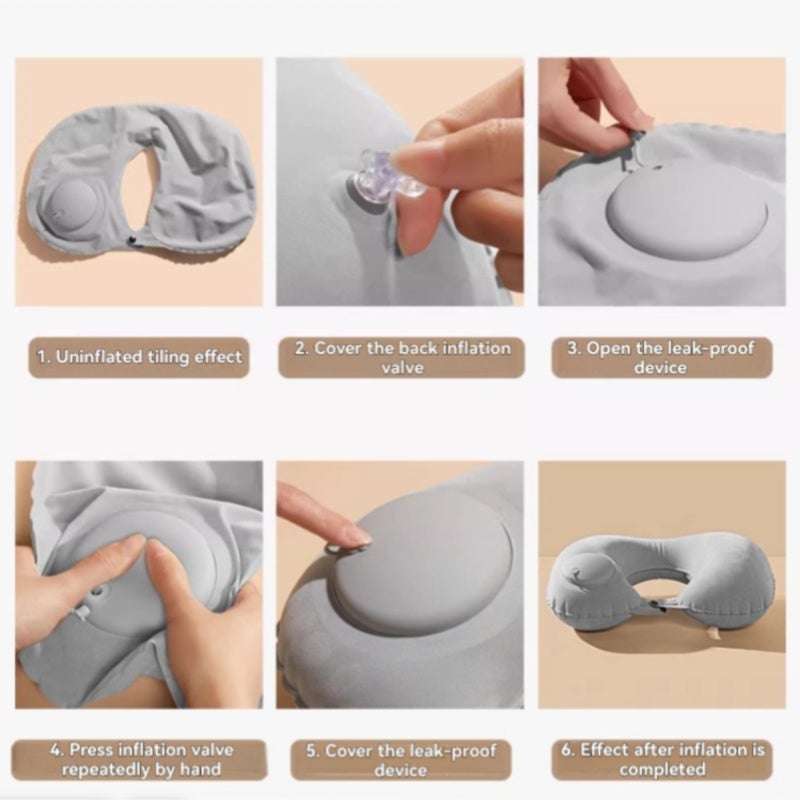 Inflatable Neck Pillow: 9 Colors, 15-Second Press Fast Inflation, 3D Surround Support - Foldable Compact Design, Adjustable Elasticity Neck Support for Travel, Daily Neck Relaxation - Image 4