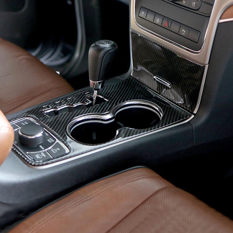 For Jeep Grand Cherokee 2011 2012 2013 Interior Accessories Real Carbon Fiber Center Console Cup Holder Cover Trim - Image 1